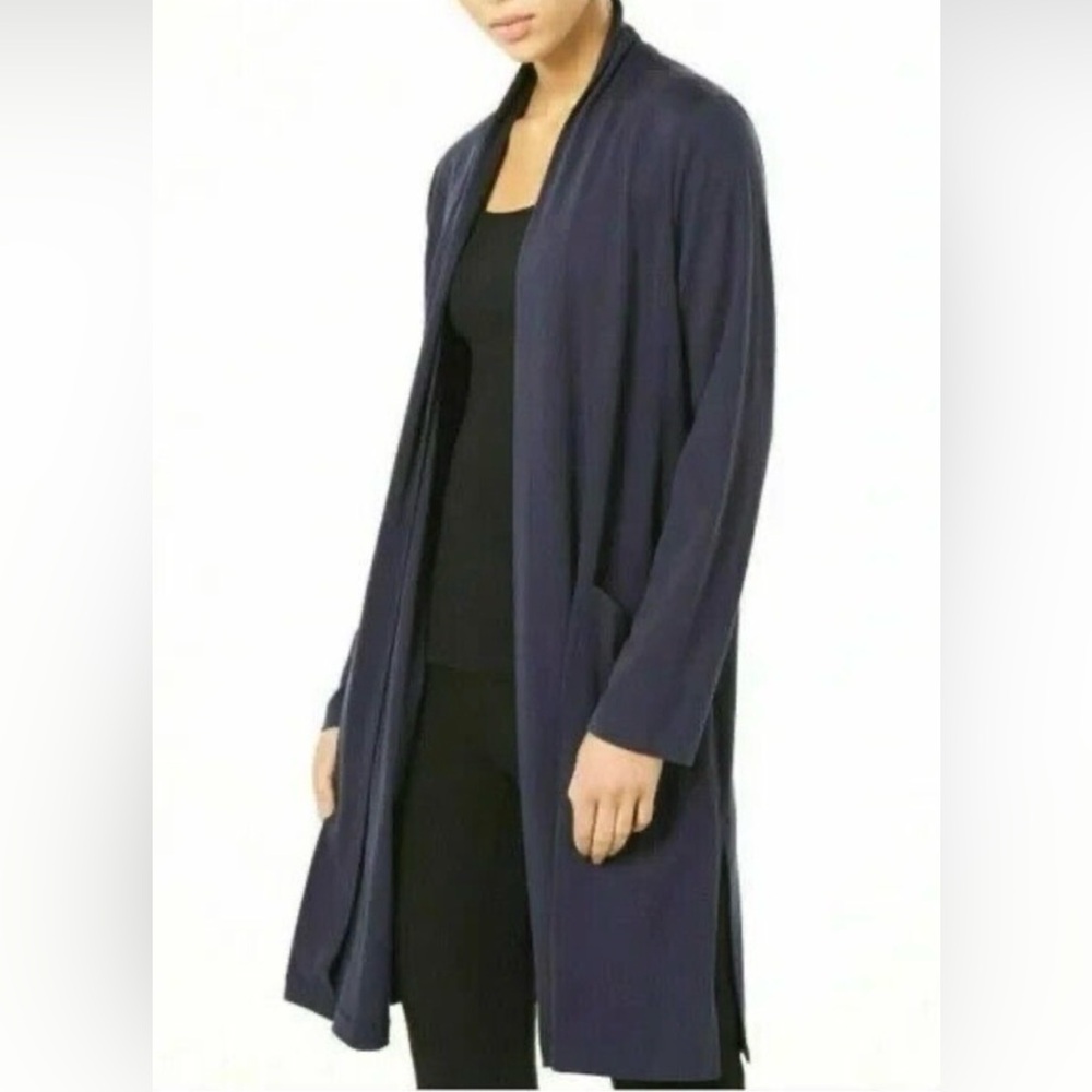 Eileen Fisher Navy Open-Front Duster, Size XS